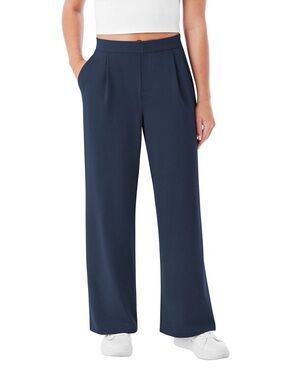 Wide-Leg Pull-On Pants in Navy